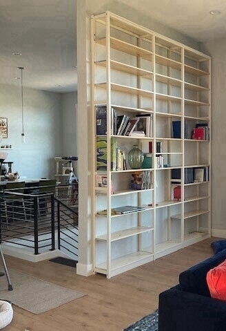 Tall 12-inch deep solid wood Lundia shelving system