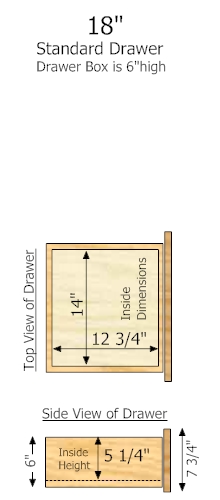 15" Deep × 18" Wide × 6" High Drawer dimensions