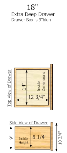 15" Deep × 18" Wide × 9" High Drawer dimensions