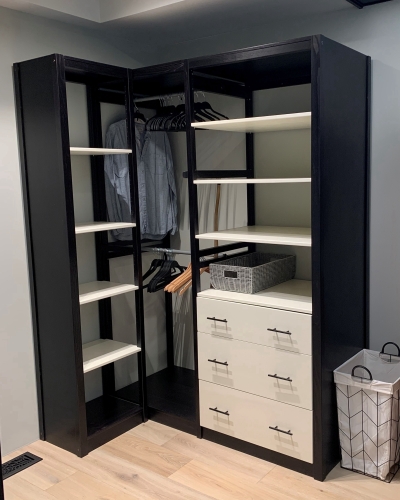 Customer photo of a Lundia closet in our Painted Black finish