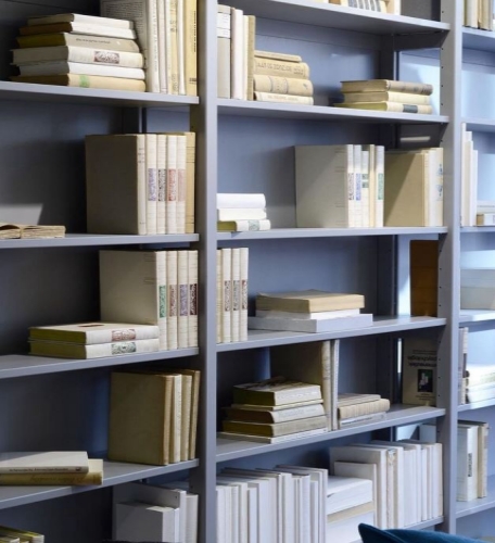 Solid wood Lundia shelving in a residential living space