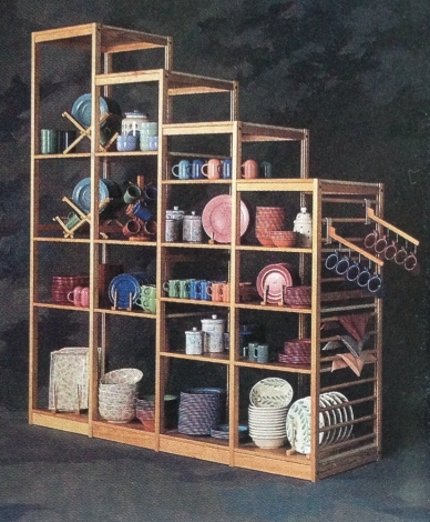 Tiered solid wood modular shelving by Lundia USA