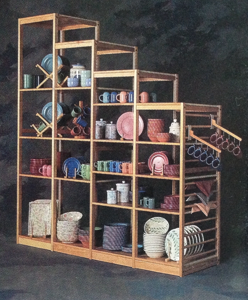 Solid wood kitchen dish shelving