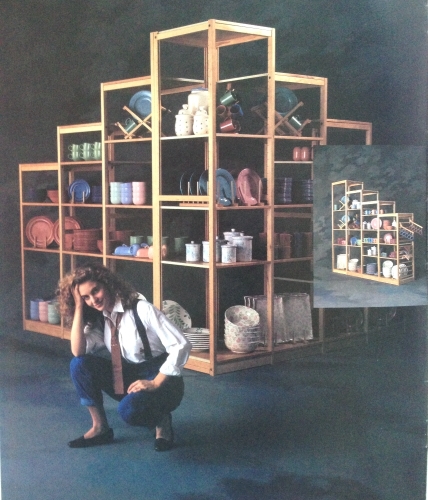 Tiered solid wood Lundia shelving system