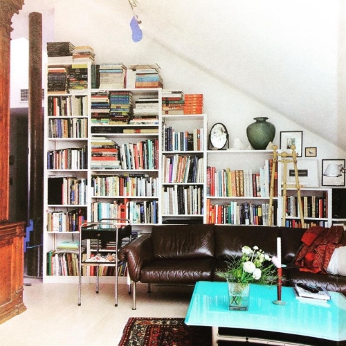 Tiered solid wood Lundia shelving system