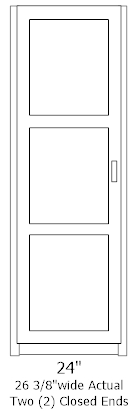24 inch wide wardrobe, 84 inch high, single door closed