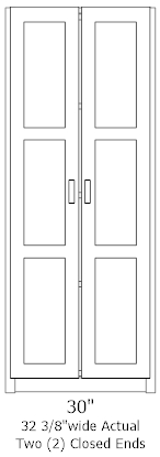 30 inch wide wardrobe, 84 inch high, doors closed