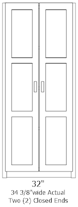 32 inch wide wardrobe, 84 inch high, doors closed