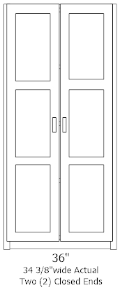 36 inch wide wardrobe, 84 inch high, doors closed